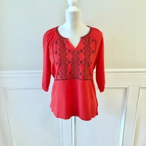 Stitch Fix Skies Are Blue Embroidered Coral Top MP - Picture 1 of 4
